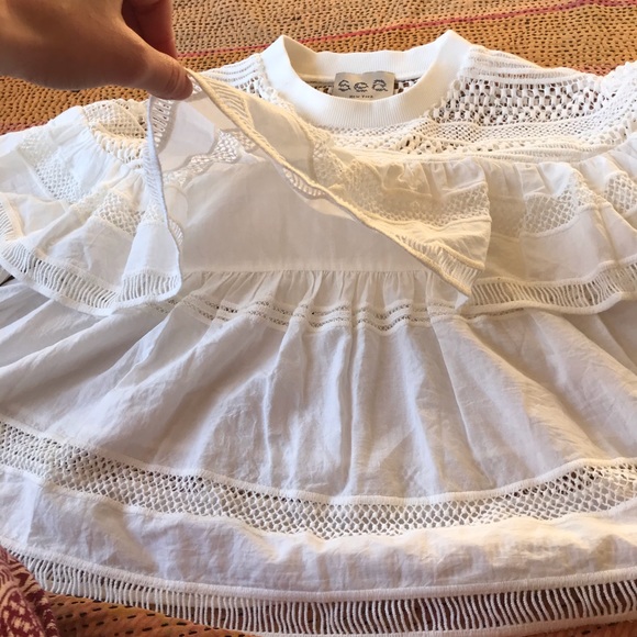 SOLD New York Baja Lace Ruffled Gypsy Boho Top 2 - Picture 5 of 8